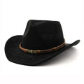 Unisex Vintage Western Cowboy Hat Faux Suede Leather Band Brown Black — Image 2