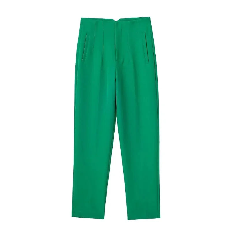 Women's High Waist Slim Fit Trousers Stretch Fabric Business Casual Pants Multiple Colors — Image 12
