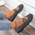 Women's Knit Ballet Flats Double Strap Comfortable Slip-On Shoes Navy Red Gray Black — Image 6