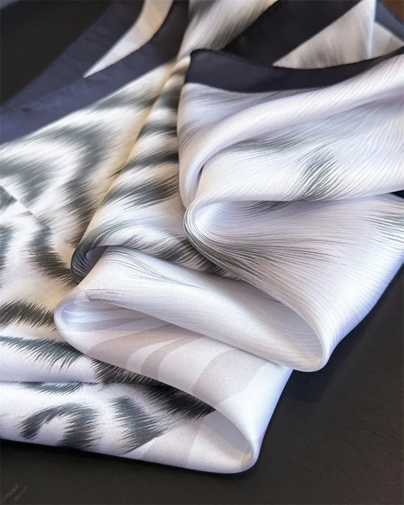 Luxury Animal Print Silk Scarf Leopard Zebra Pattern Unisex 90x90cm — Image 6