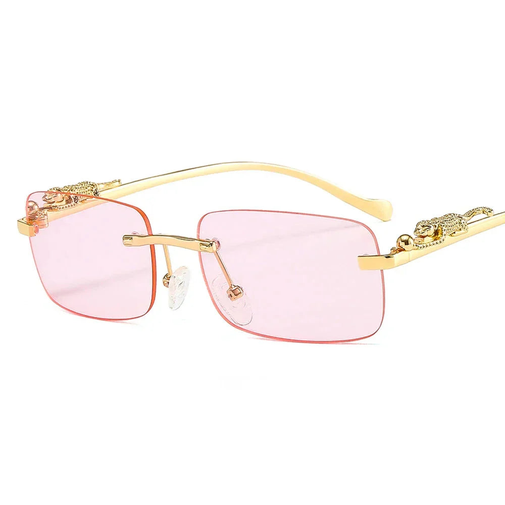 Luxury Rimless Gold-Plated Eyeglasses Rectangular Frame Decorative Accents Unisex — Image 10
