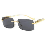 Luxury Rimless Gold-Plated Eyeglasses Rectangular Frame Decorative Accents Unisex — Image 4