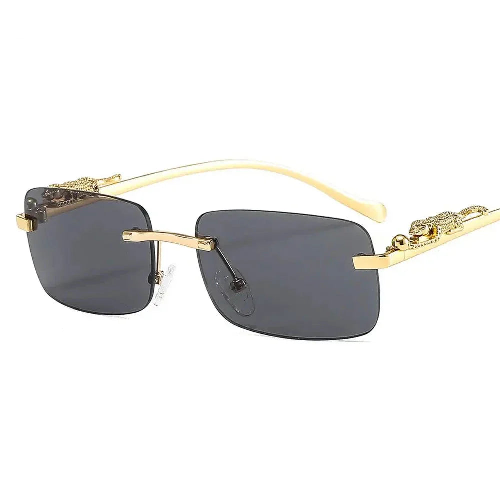 Luxury Rimless Gold-Plated Eyeglasses Rectangular Frame Decorative Accents Unisex — Image 4