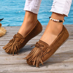 Women's Suede Fringe Loafers Brown Moccasins Slip-On Casual Shoes — Image 5