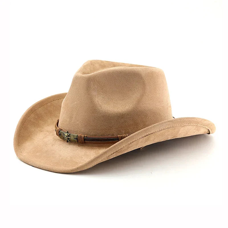 Unisex Vintage Western Cowboy Hat Faux Suede Leather Band Brown Black — Image 6