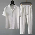 Men's Polo Shirt and Pants Set Cotton Blend Casual Lounge Wear White — Image 3