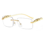 Luxury Rimless Gold-Plated Eyeglasses Rectangular Frame Decorative Accents Unisex — Image 3