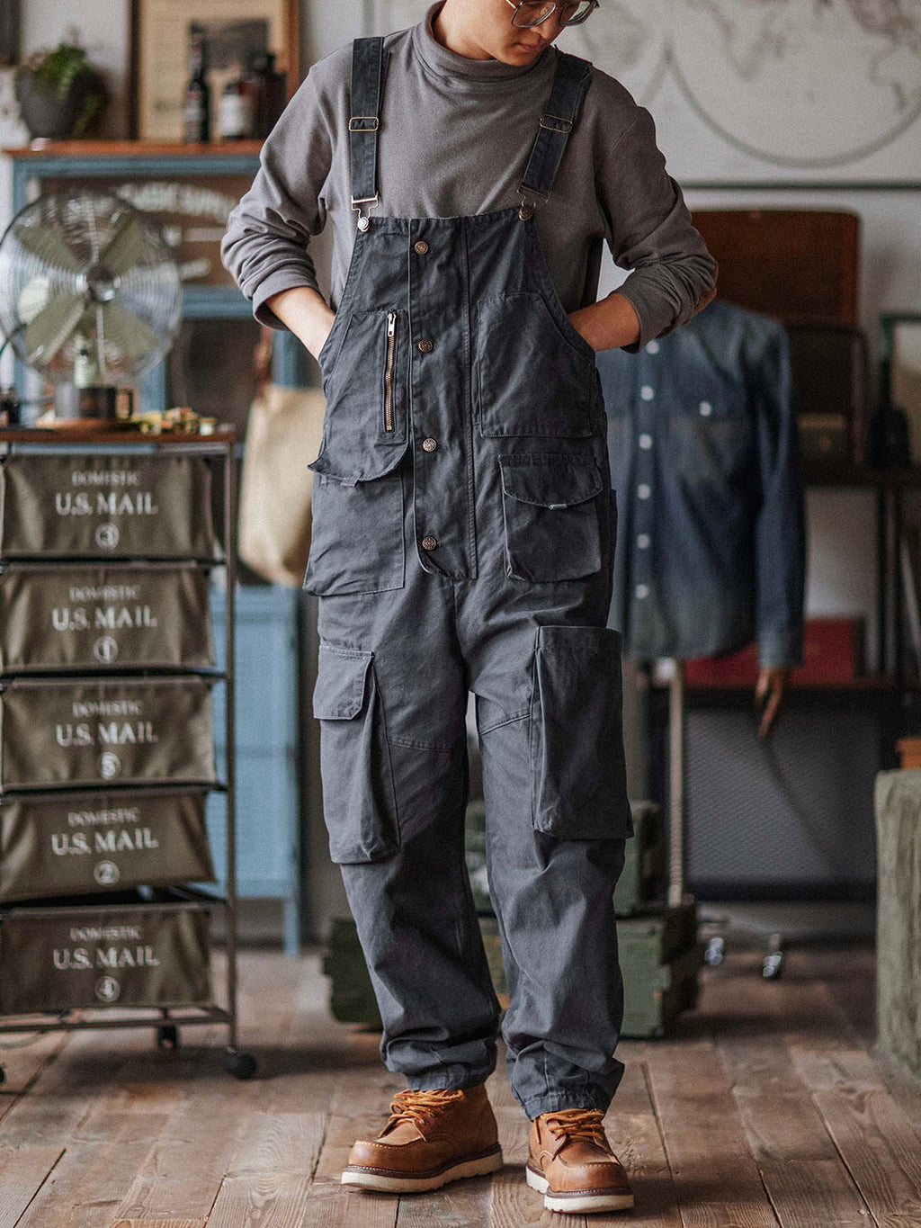 Sleek Men's Overalls | Durable Cotton Canvas, 10 Pockets 0