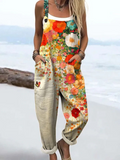 Floral Women's Jumpsuit Casual Lightweight Summer Overalls with Pockets — Main Image