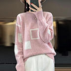 Women's Geometric Knit Sweater Soft Acrylic Blend Casual Pullover Unique Pattern — Image 3