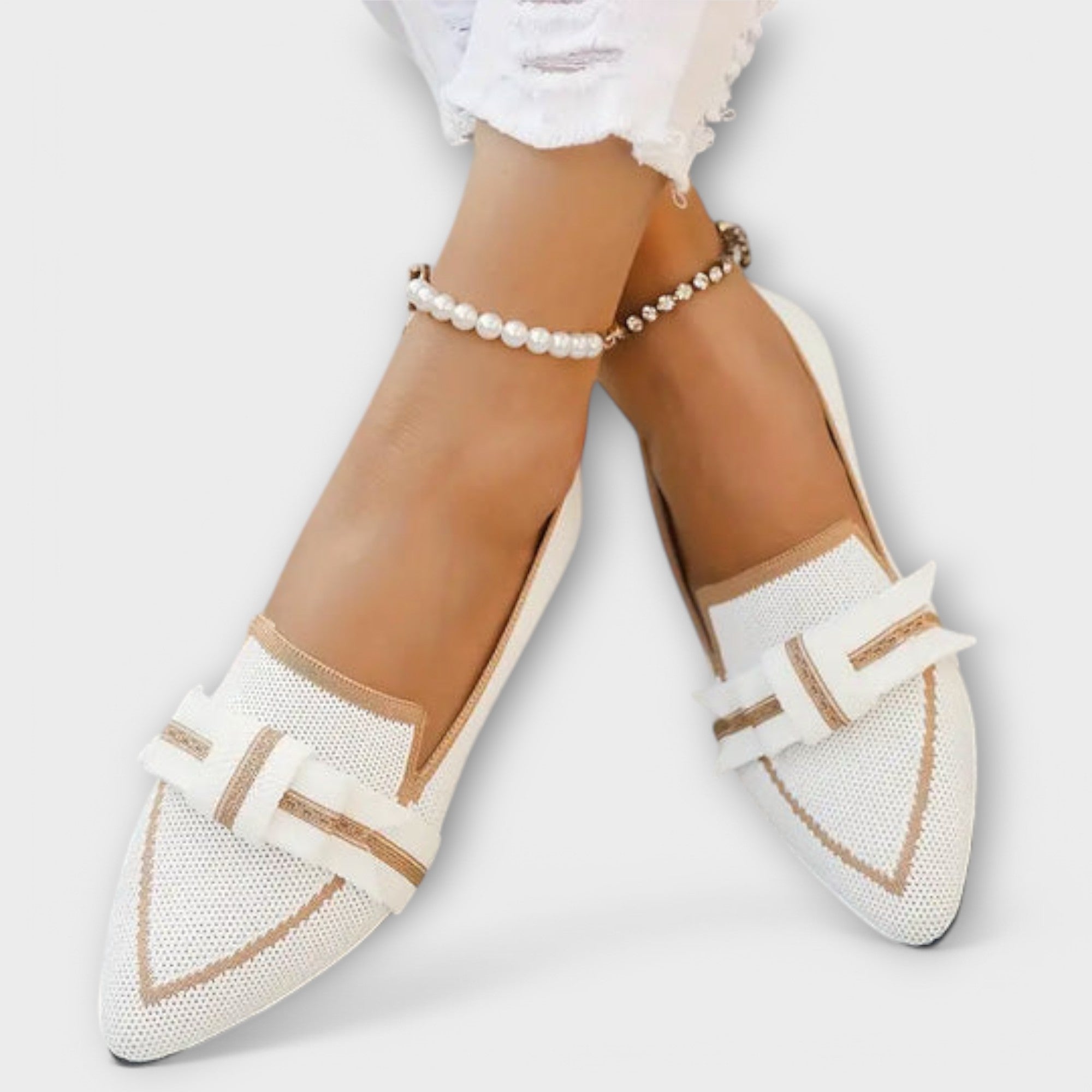 Elegant Women's Slip-On Loafers Pointed Toe Bow Detail Casual Flats Breathable Fabric — Image 2