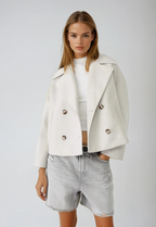 Women's Double-Breasted Wool Blend Peacoat Oversized Lapel Collar Casual Jacket — Main Image
