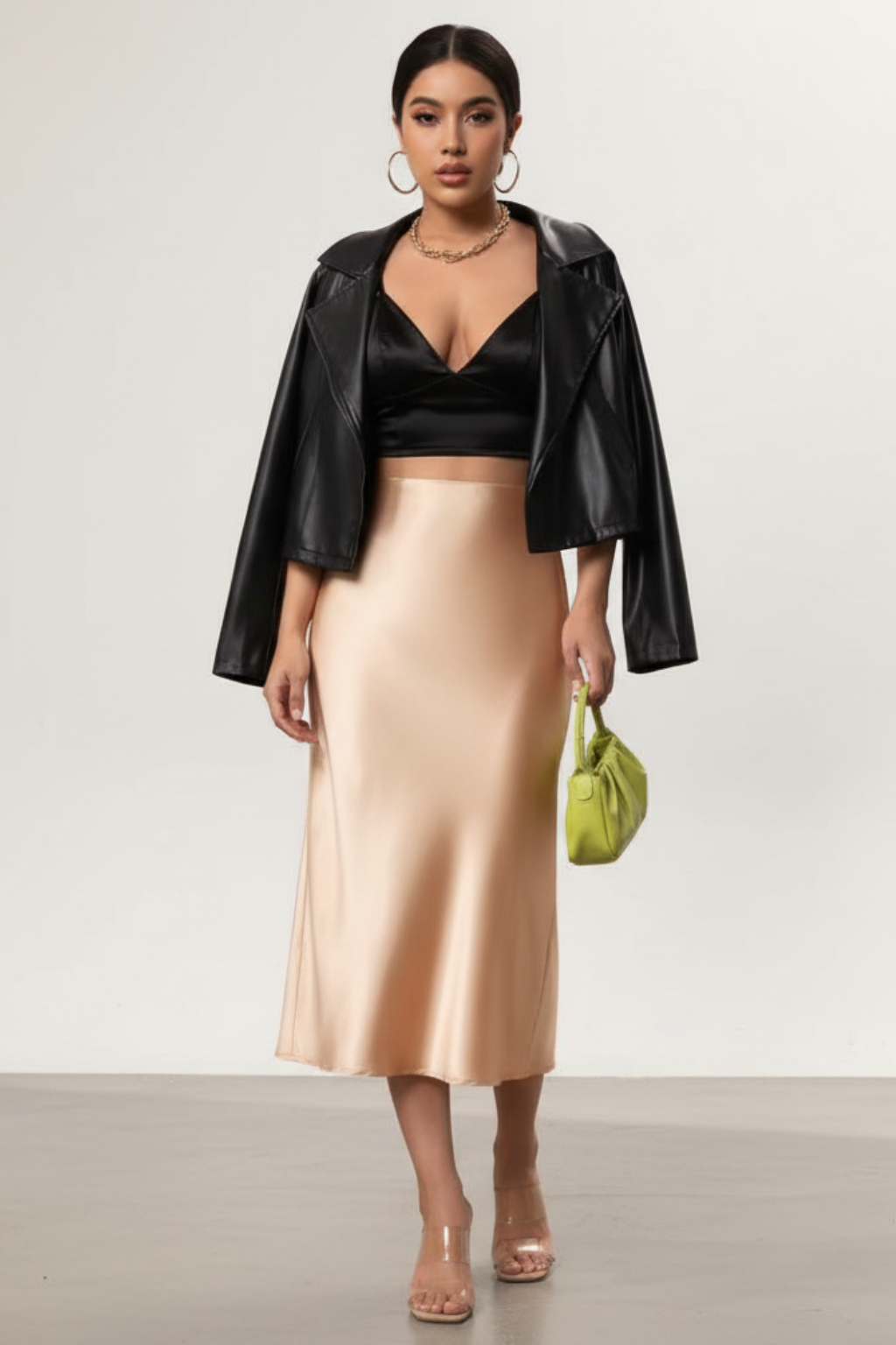 Women's Satin Midi Skirt A-Line High Waist Silky Evening Casual Wear — Image 5