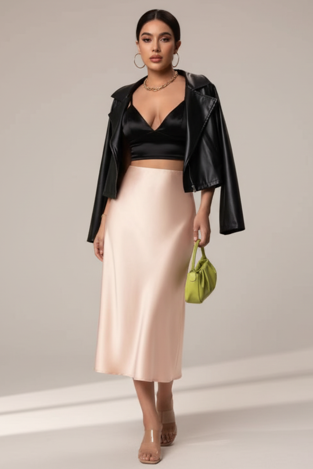 Women's Satin Midi Skirt A-Line High Waist Silky Evening Casual Wear — Image 6