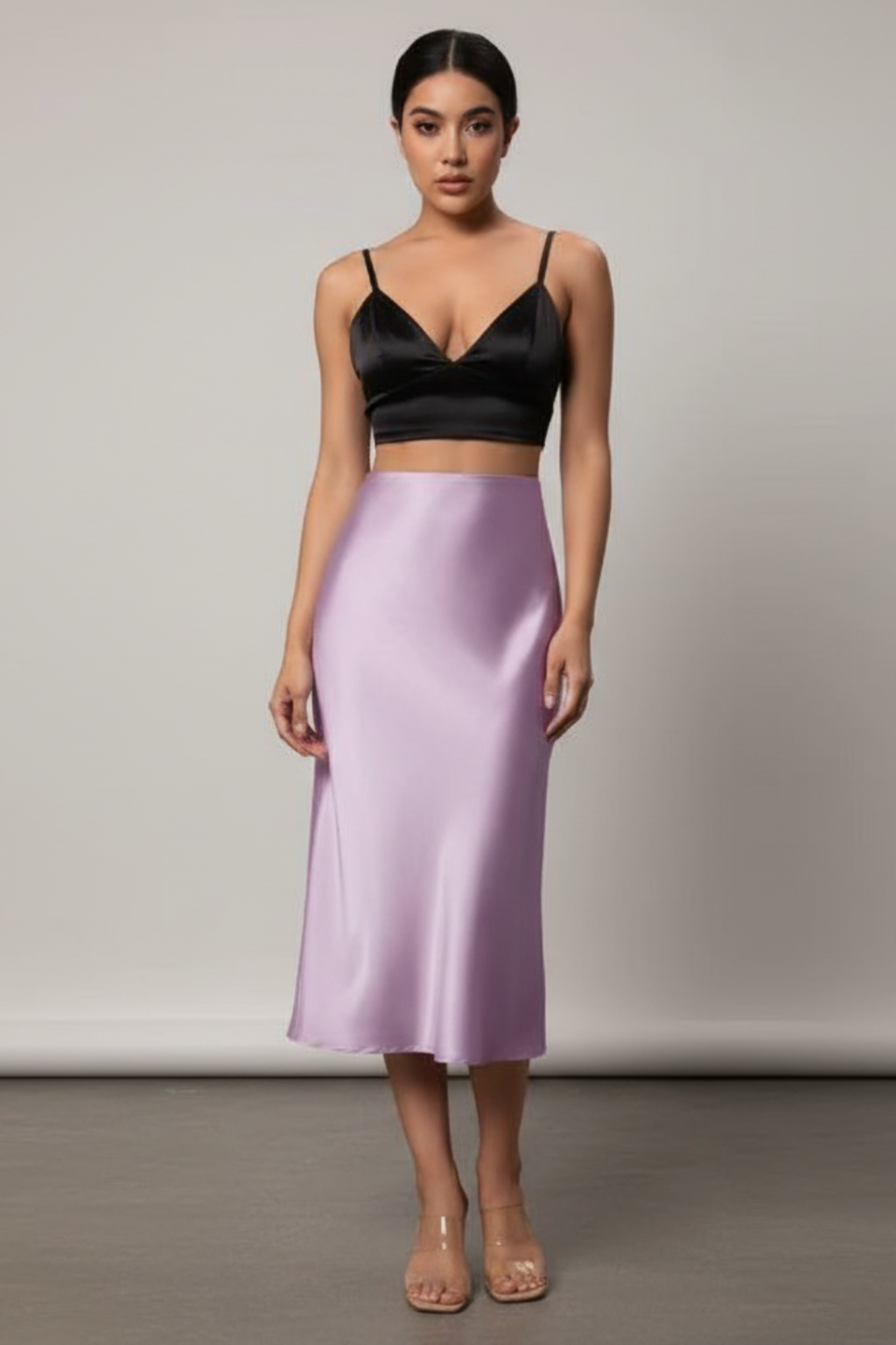 Women's Satin Midi Skirt A-Line High Waist Silky Evening Casual Wear — Image 3