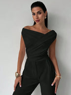 Elegant Off-Shoulder Wrap Top - White Polyester Blouse — Image 11