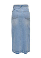 Jdy Denim Midi Skirt Light Blue Wash Front Slit Women's Fashion — Image 2