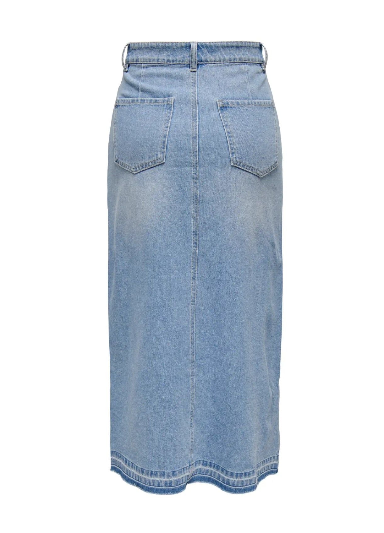 Jdy Denim Midi Skirt Light Blue Wash Front Slit Women's Fashion — Image 2