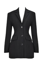 Black Blazer Dress, Structured Mini Dress with Long Sleeves — Image 7