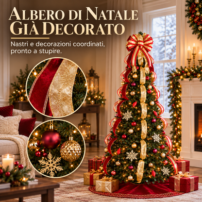 🎄 Albero di Natale Pieghevole con Luci e Decorazioni