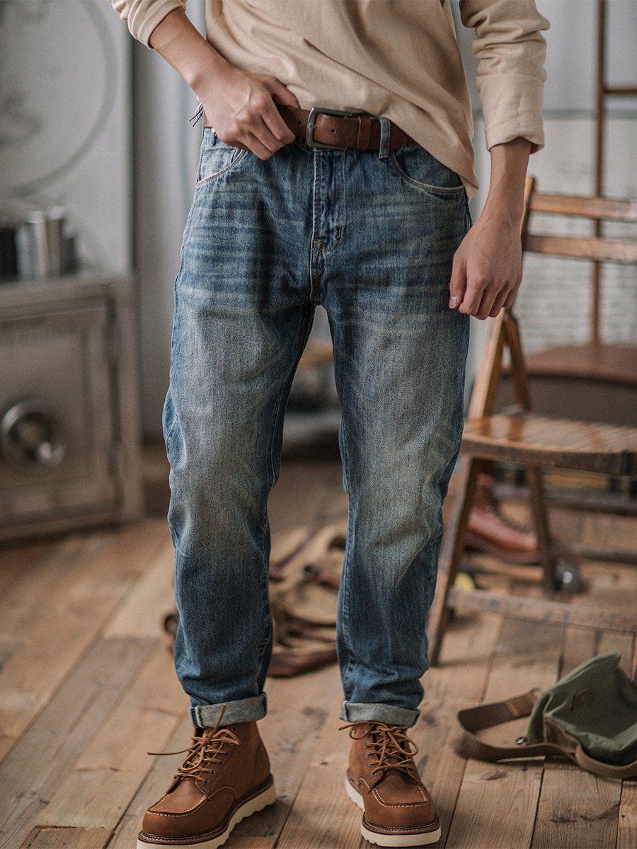 RiffRaff Men's Relaxed Fit Jeans Vintage Wash Denim — Image 2