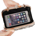 Crystal Beaded Evening Clutch Bag Champagne Wedding Party Prom Purse — Image 4