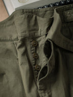 Vintage Style Men's Work Pants Cotton Canvas Khaki High Waist Pleated — Image 8