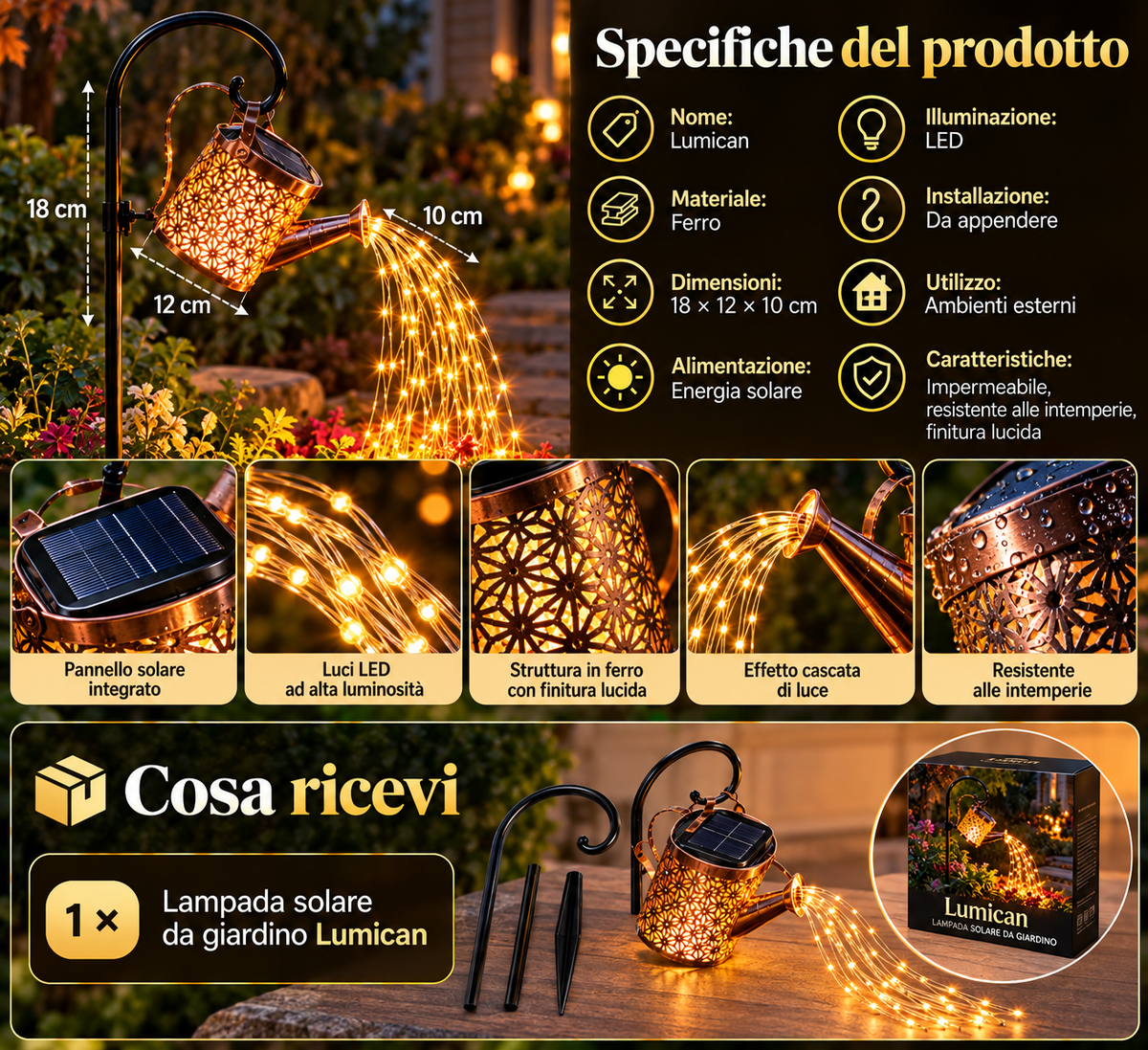 Lumican – Lampada Solare a Pioggia di Luce