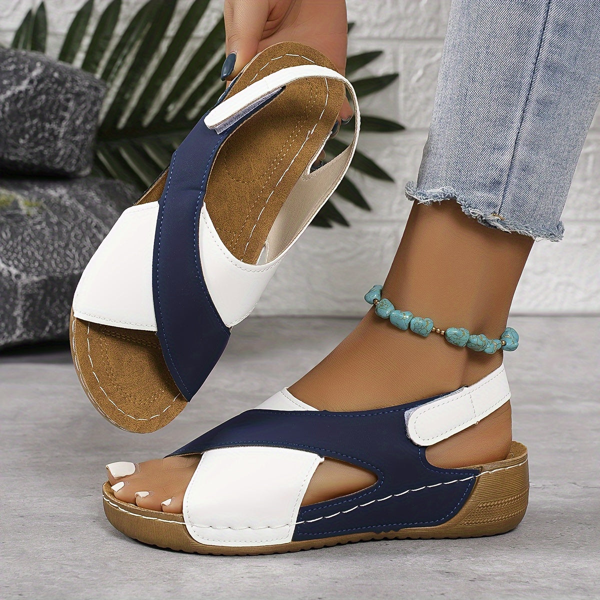 Women's Cross Strap Sandals Multi-Color Comfortable Open Toe Casual — Image 3