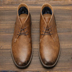Brand Men's Leather Chukka Boots Brown Casual Ankle Non-Slip Sole — Image 4