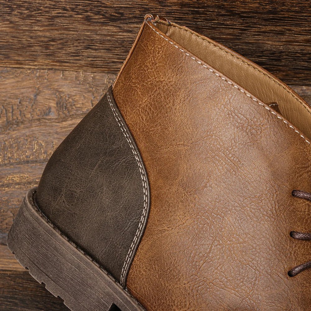 Brand Men's Leather Chukka Boots Brown Casual Ankle Non-Slip Sole — Image 5