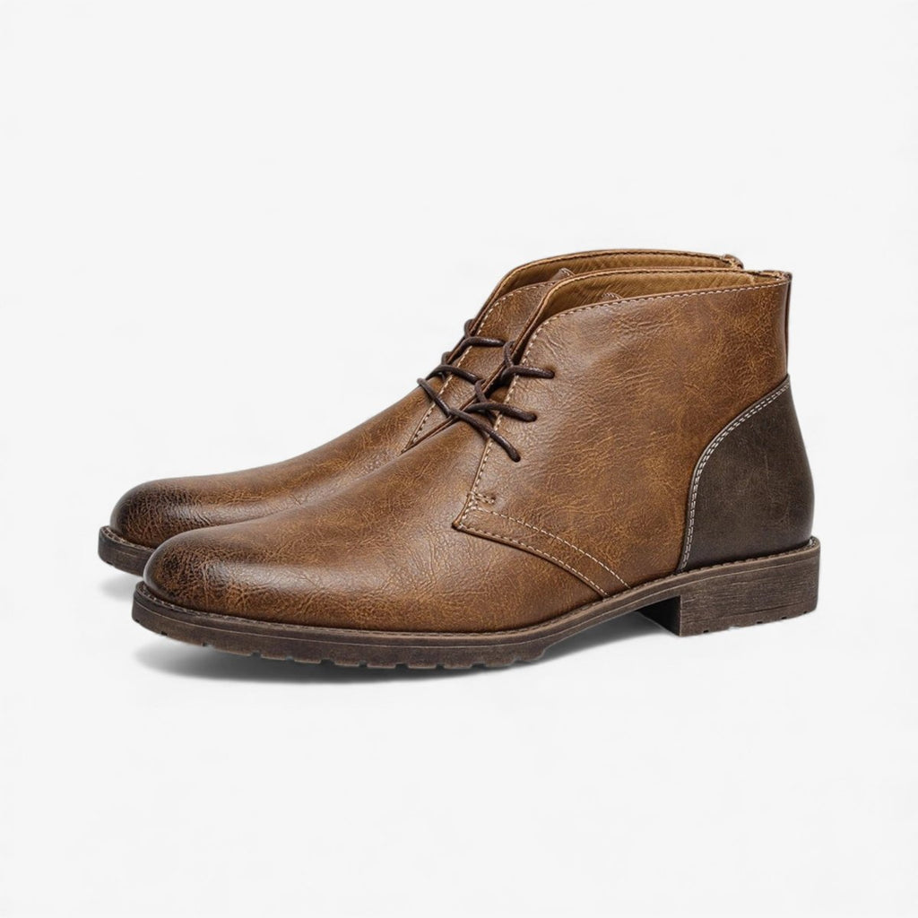 Brand Men's Leather Chukka Boots Brown Casual Ankle Non-Slip Sole — Main Image
