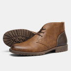 Brand Men's Leather Chukka Boots Brown Casual Ankle Non-Slip Sole — Image 7