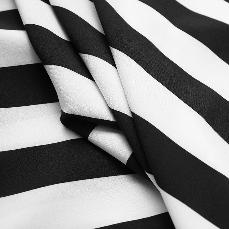 Men's Striped Short Sleeve Shirt Black White Polyester Casual Lightweight Summer Top — Image 6