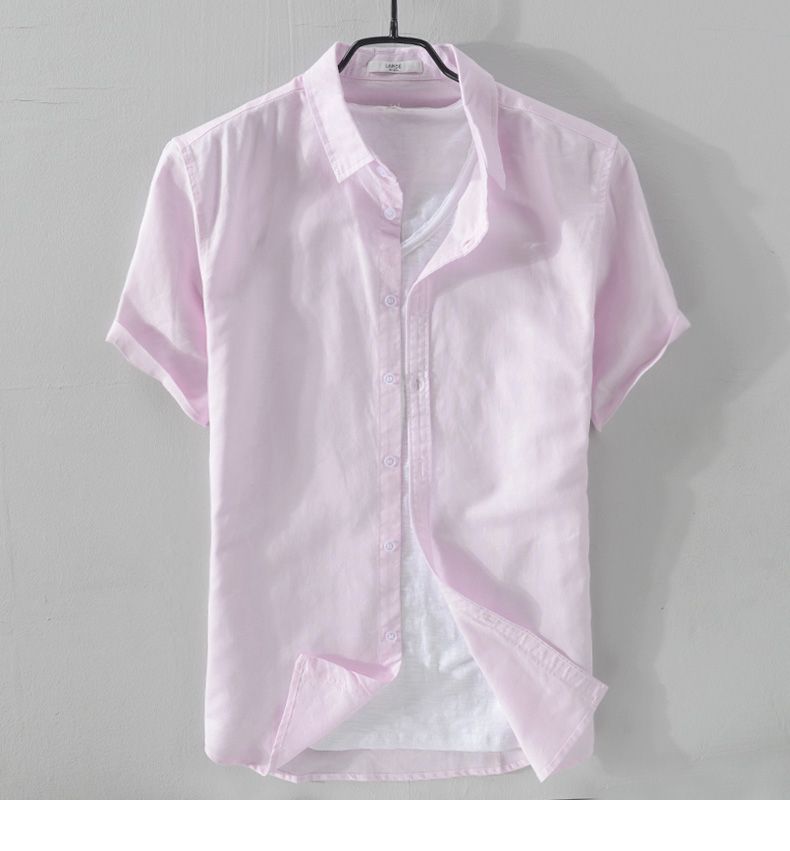 Brand Men's Short Sleeve Button-Down Shirt Linen Blend Casual Summer Top — Image 5