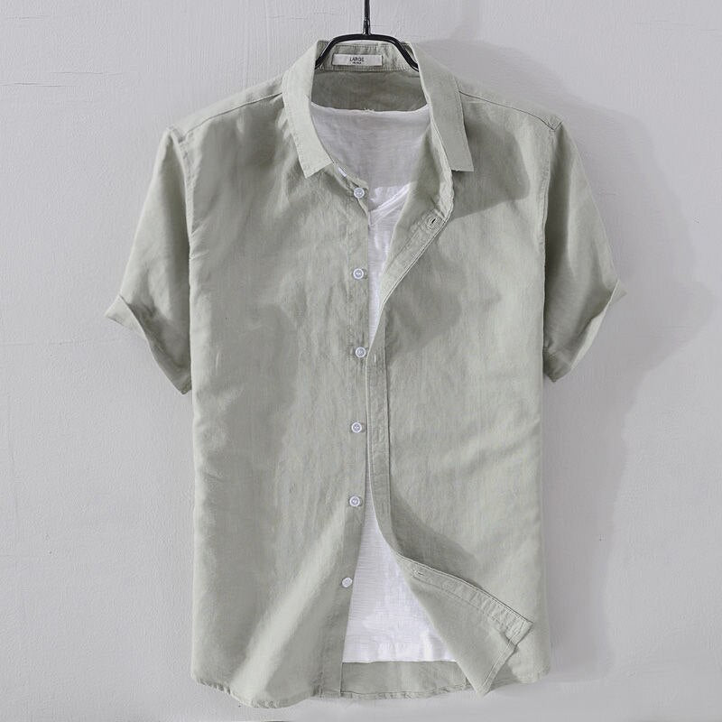 Brand Men's Short Sleeve Button-Down Shirt Linen Blend Casual Summer Top — Image 6