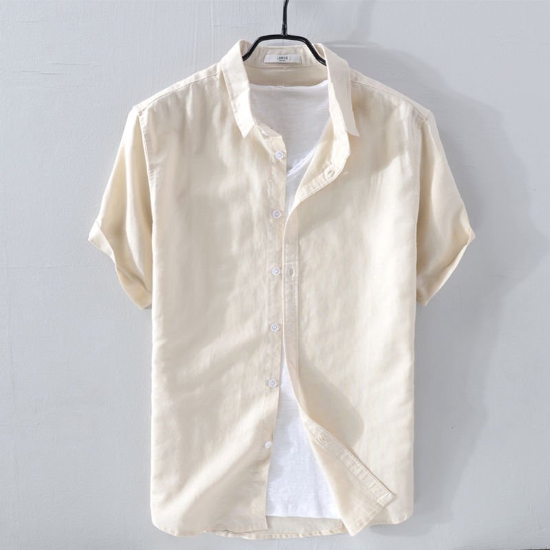 Brand Men's Short Sleeve Button-Down Shirt Linen Blend Casual Summer Top — Image 12