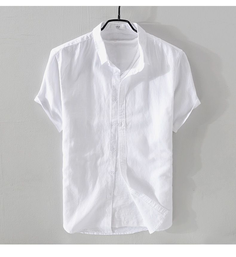 Brand Men's Short Sleeve Button-Down Shirt Linen Blend Casual Summer Top — Image 7