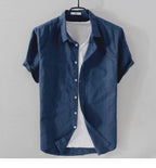 Brand Men's Short Sleeve Button-Down Shirt Linen Blend Casual Summer Top — Image 8