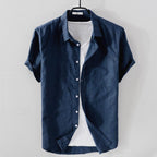 Brand Men's Short Sleeve Button-Down Shirt Linen Blend Casual Summer Top — Image 2
