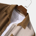 Men's Waffle Knit Shirt and Shorts Set Cotton Blend Beige Brown XL — Image 7