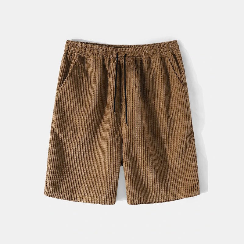 Men's Waffle Knit Shirt and Shorts Set Cotton Blend Beige Brown XL — Image 4
