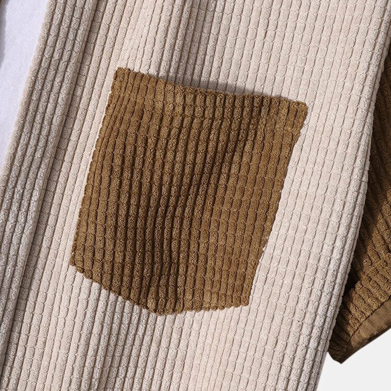 Men's Waffle Knit Shirt and Shorts Set Cotton Blend Beige Brown XL — Image 6