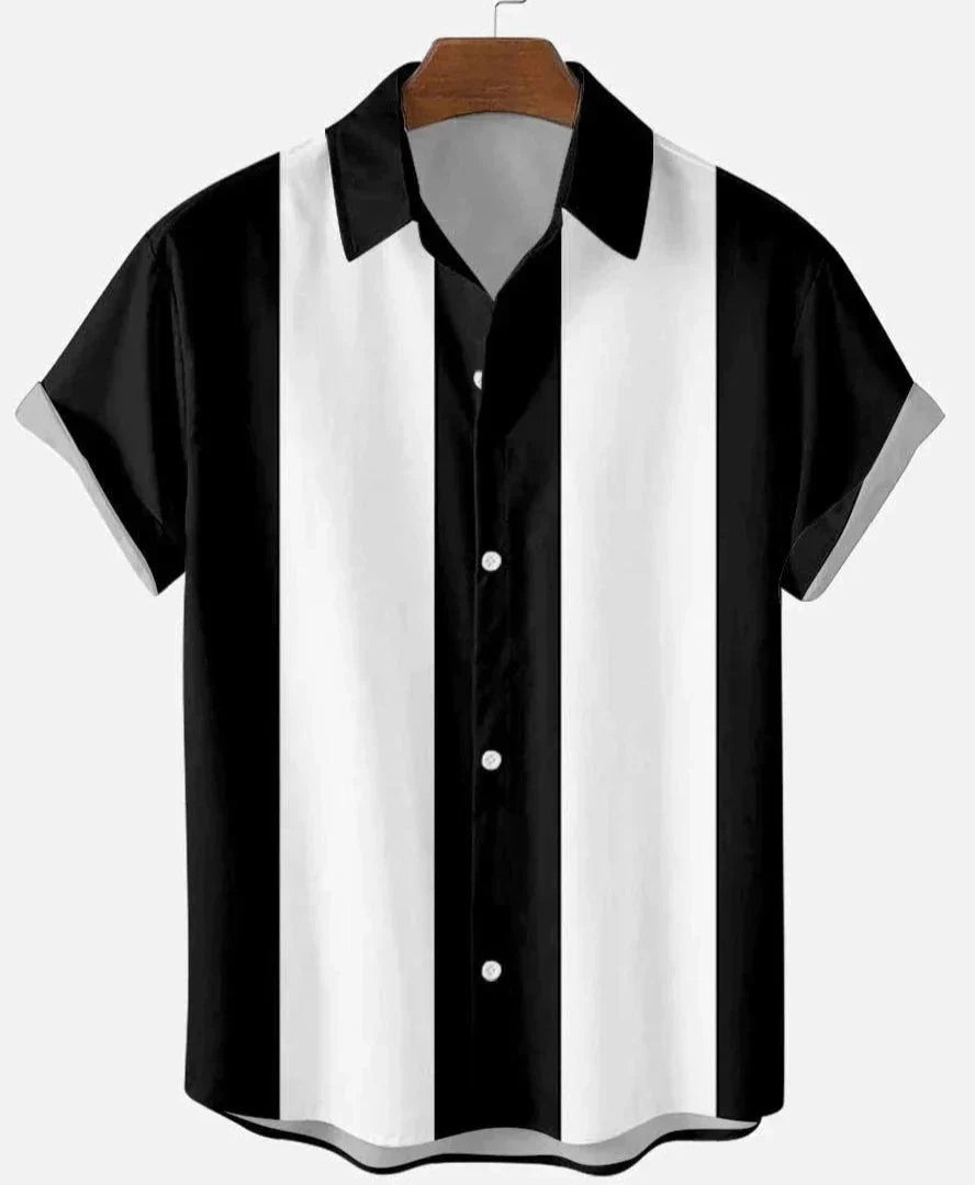 Men's Striped Short Sleeve Button-Up Shirt Cotton Casual Summer Top — Image 4