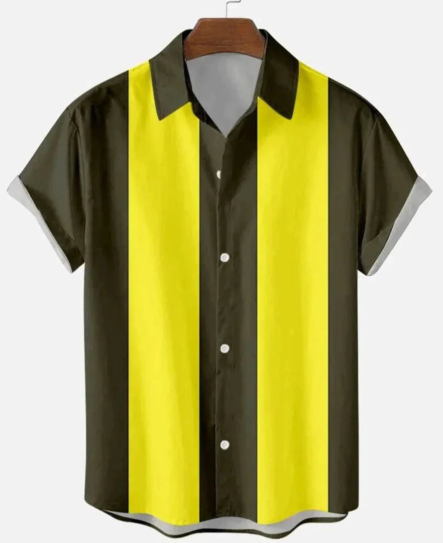 Men's Striped Short Sleeve Button-Up Shirt Cotton Casual Summer Top — Image 5