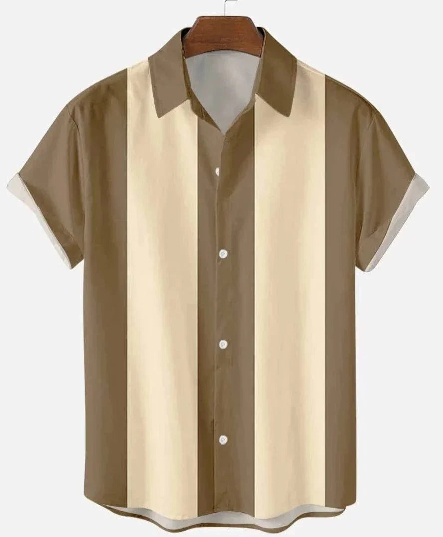 Men's Striped Short Sleeve Button-Up Shirt Cotton Casual Summer Top — Image 6