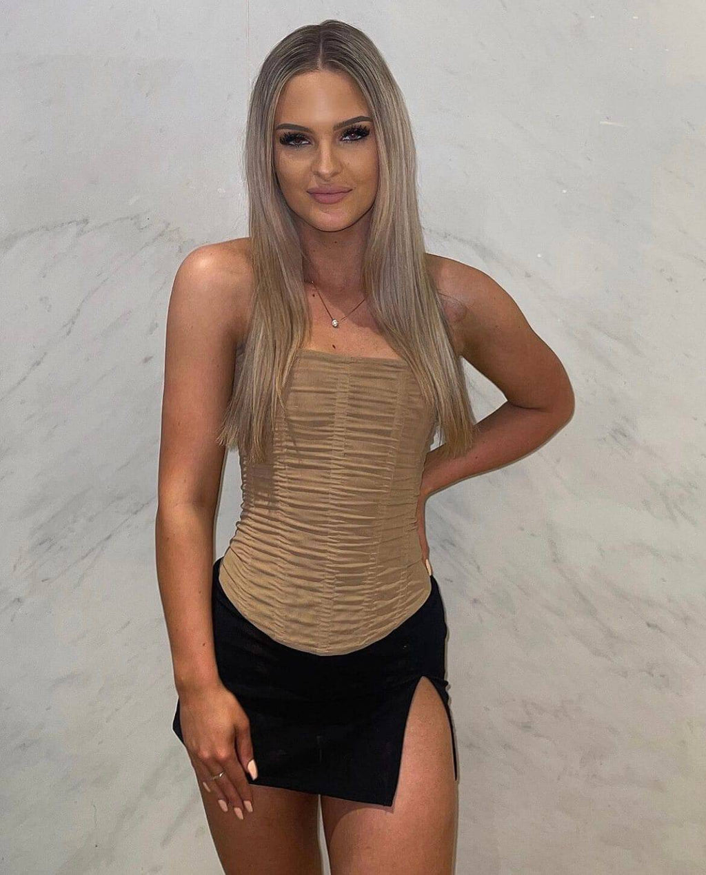 Elegant Nude Strapless Corset Top in Mesh, Sizes S-XL — Image 8
