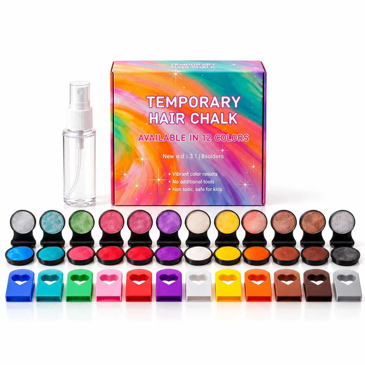 Gessetti Temporanei per Capelli – 12 Colori Neon