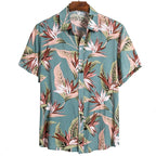 Men's Hawaiian Shirt Short Sleeve Tropical Floral Print Cotton Blend — Image 2