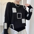 Women's Geometric Knit Sweater Soft Acrylic Blend Casual Pullover Unique Pattern — Image 6